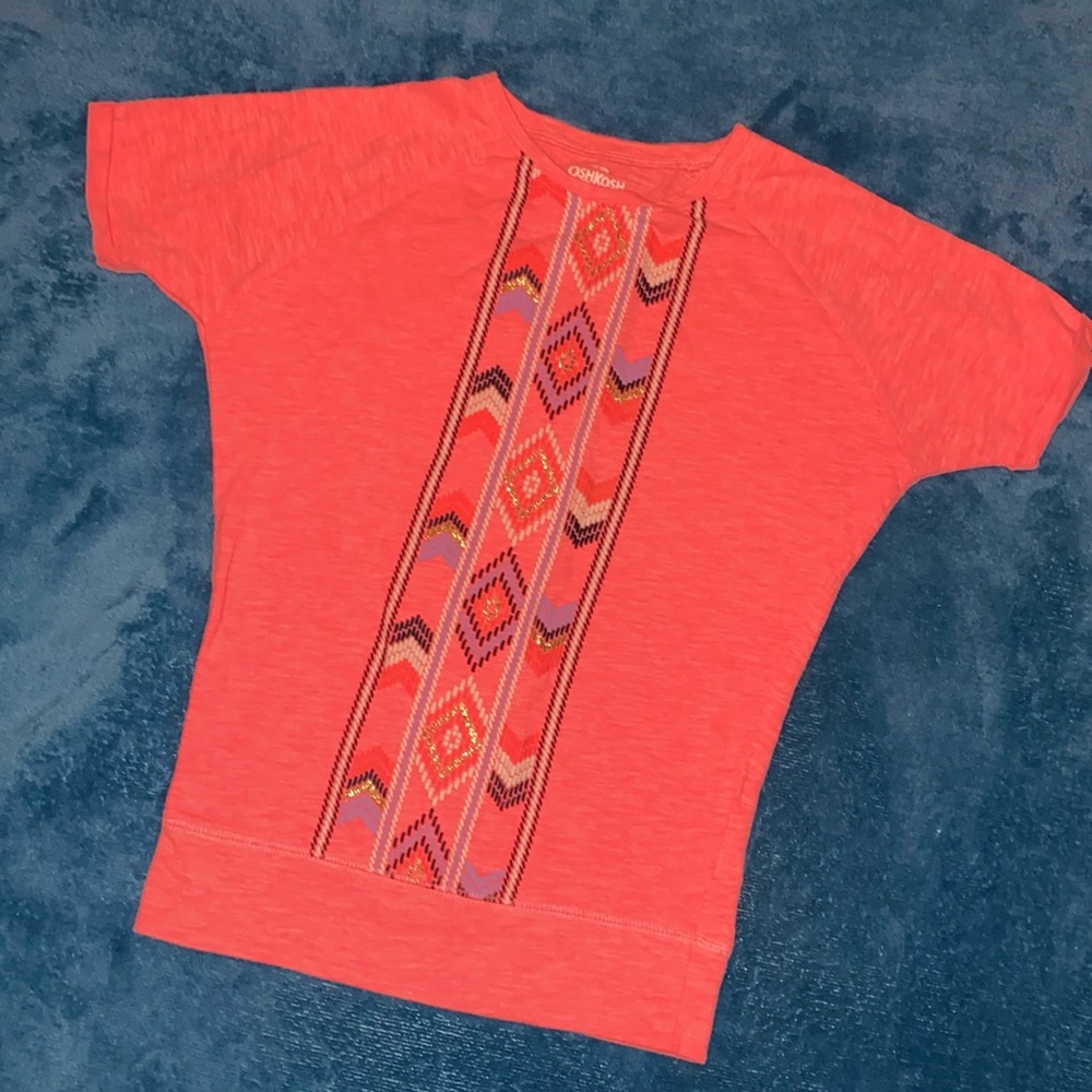 Must Bundle For $3 Deal! Odhkosh girls size 6 coral shortsleeve designed tee